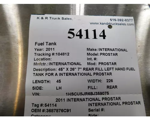 INTERNATIONAL PROSTAR Fuel Tank