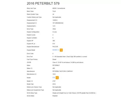PETERBILT 579 Vehicle For Sale