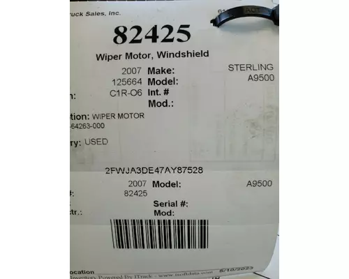 STERLING A9500 Wiper Motor, Windshield