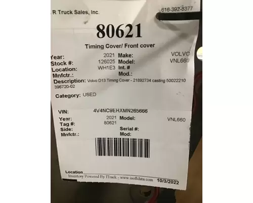 VOLVO VNL660 Timing Cover Front cover