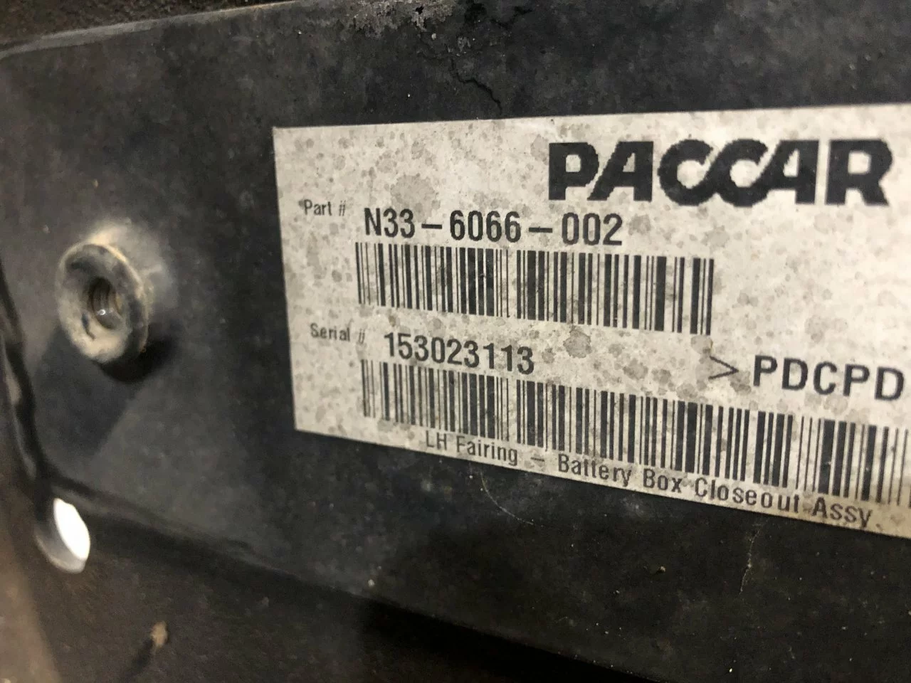 Peterbilt 387 Chassis Fairing OEM# N33-6066-002 in Spencer