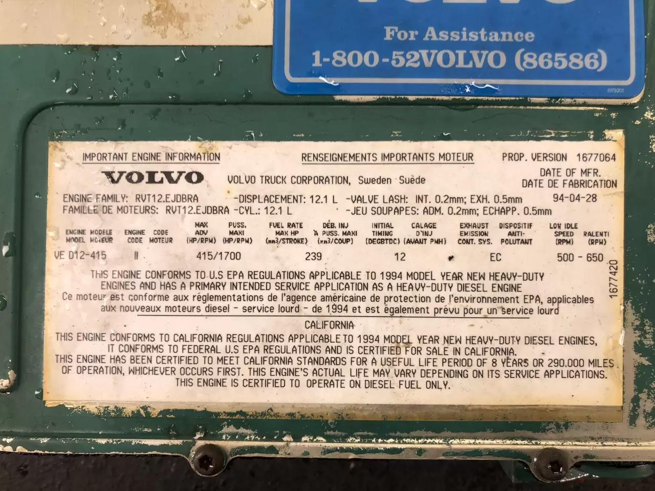 Volvo VED12 Engine Control Module (ECM) OEM# 1677902 in