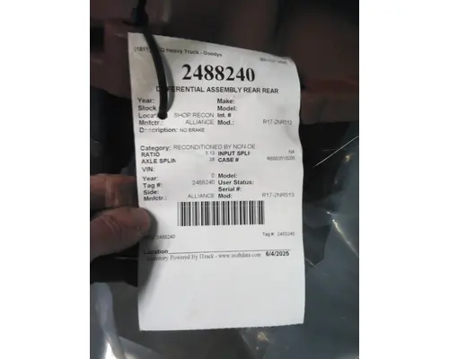 ALLIANCE R17-2NR513 DIFFERENTIAL ASSEMBLY REAR REAR