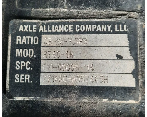 ALLIANCE RT40-4NR358 DIFFERENTIAL ASSEMBLY FRONT REAR