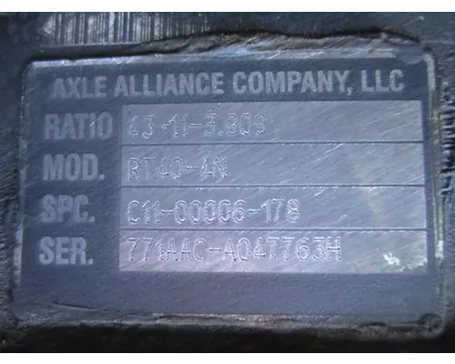 ALLIANCE RT40-4NR391 DIFFERENTIAL ASSEMBLY FRONT REAR