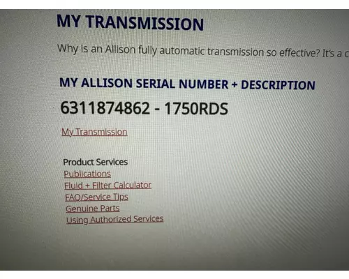 ALLISON 1750RDS Transmission Assembly