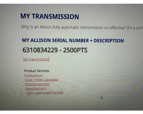 ALLISON 2500PTS Transmission Assembly