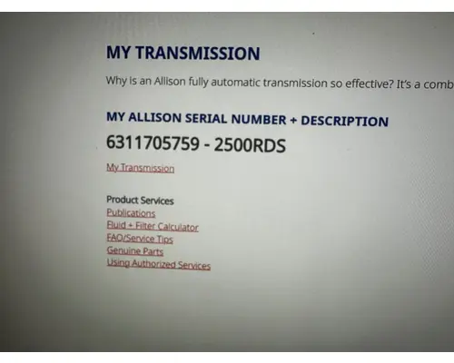 ALLISON 2500RDS Transmission Assembly