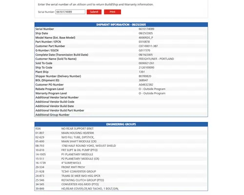 ALLISON 4000RDSP Transmission Assembly
