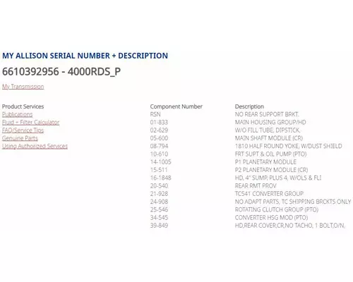 ALLISON 4000RDS Transmission Assembly