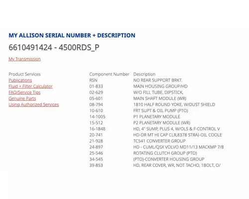 ALLISON 4500 RDS Transmission Assembly