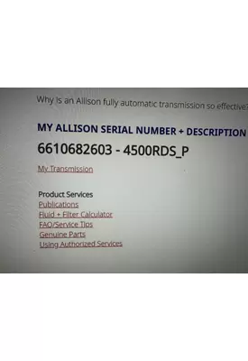ALLISON 4500 RDS Transmission Assembly