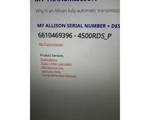 ALLISON 4500 RDS Transmission Assembly