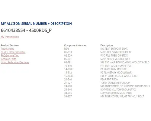 ALLISON 4500RDS Transmission Assembly
