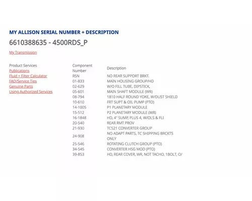 ALLISON 4500RDS Transmission Assembly