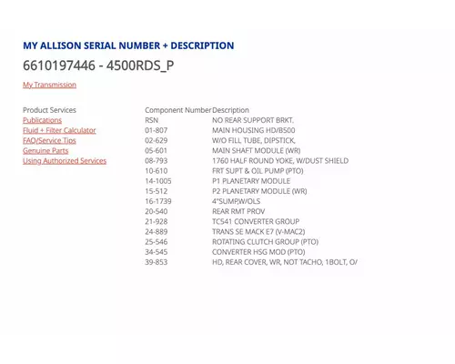 ALLISON 4500RDS Transmission Assembly