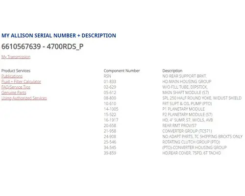ALLISON 4700RDS Transmission Assembly