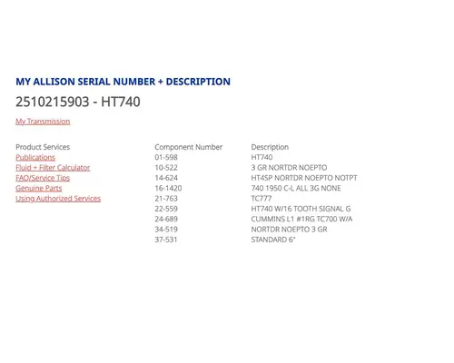 ALLISON HT740 Transmission Assembly