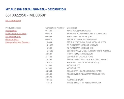 ALLISON MD3060 Transmission Assembly