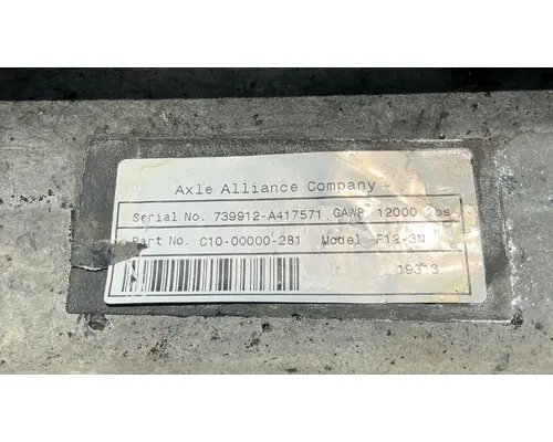 AXLE ALLIANCE AF-12.0-3 (F12-3N) Axle Assembly, Front (Steer)