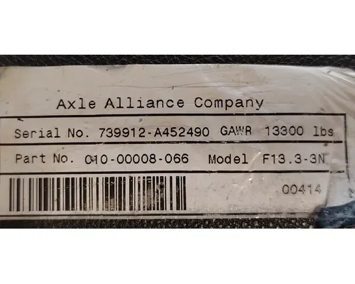 AXLE ALLIANCE AF-13.3-3 (F13.3-3N) Axle Assembly, Front (Steer)