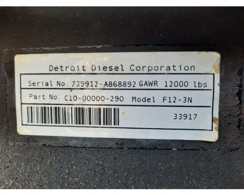 AXLE ALLIANCE F12 3N AXLE ASSEMBLY, FRONT (STEER)