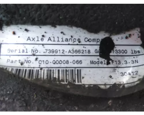 AXLE ALLIANCE F13.3 3N AXLE ASSEMBLY, FRONT (STEER)