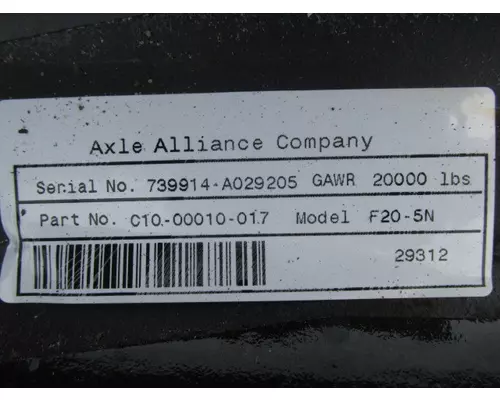 AXLE ALLIANCE F20-5N Front Axle I Beam