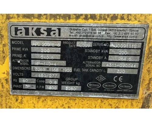 Aksa APD200PE Generator Set