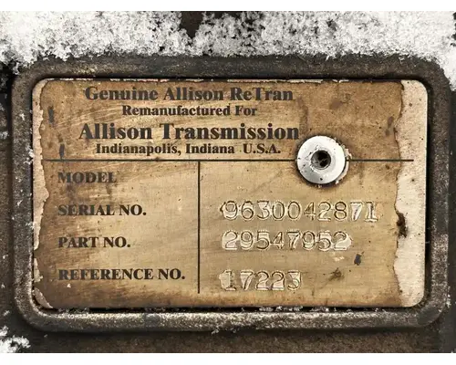 Transmission Assembly Allison 1000 SERIES Complete Recycling Group LLC