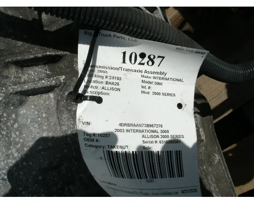 Transmission Assembly ALLISON 2000 SERIES Big 3 Truck Parts, LLC