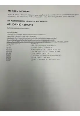 Allison 2300PTS Transmission Assembly