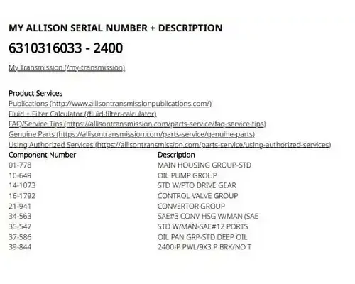 Allison 2400 SERIES Transmission Assembly