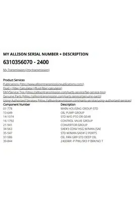 Allison 2400 SERIES Transmission Assembly