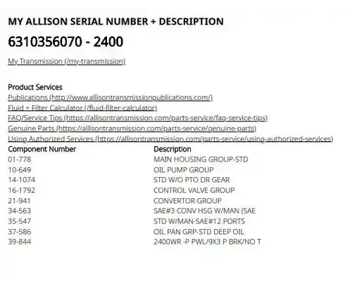Transmission Assembly Allison 2400 SERIES Casey's Truck Salvage World