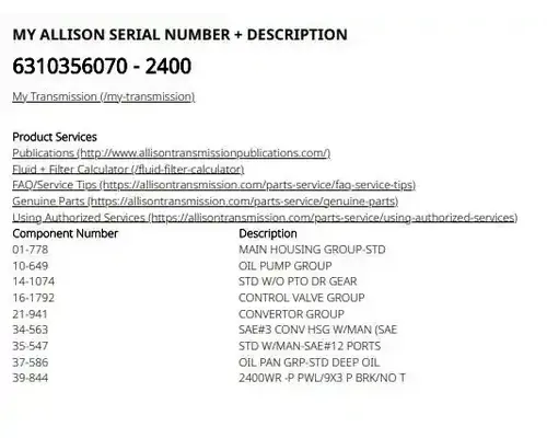 Allison 2400 Transmission Assembly