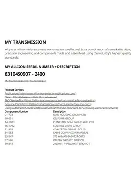 Allison 2400 Transmission Assembly