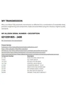 Allison 2400 Transmission Assembly