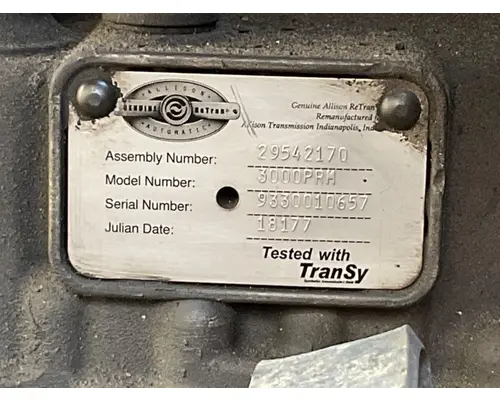 Transmission Assembly Allison 3000PRM Complete Recycling Group LLC