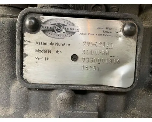 Transmission Assembly Allison 3000PRM Complete Recycling Group LLC