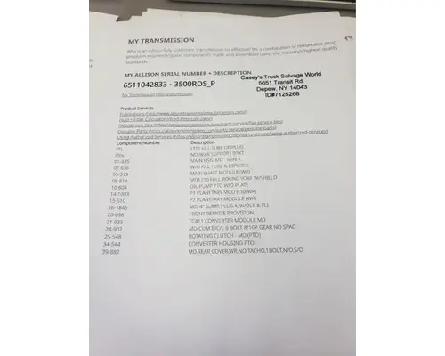 Allison 3500RDS Transmission Assembly