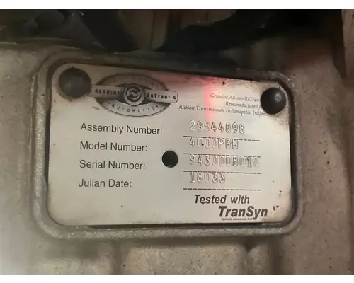 Transmission Assembly Allison 4000PRM Complete Recycling Group LLC