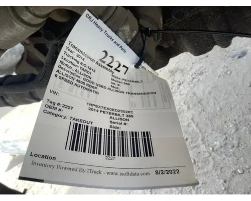 Transmission Assembly ALLISON 4500RDSP Crj Heavy Trucks And Parts