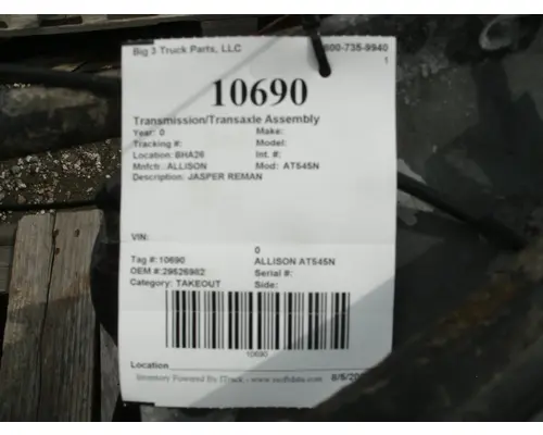 Transmission Assembly ALLISON AT545N Big 3 Truck Parts, LLC