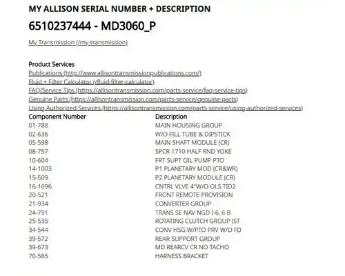 Allison MD3060P Transmission Assembly