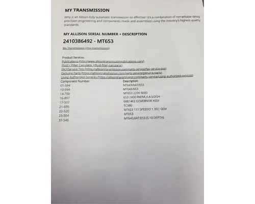 Allison MT653 Transmission Assembly