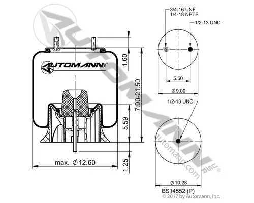 Air Spring AUTOMANN AB1DK23K-9362 LKQ Evans Heavy Truck Parts