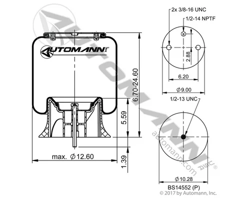 Air Spring AUTOMANN AB1DK23L-8852 LKQ Evans Heavy Truck Parts