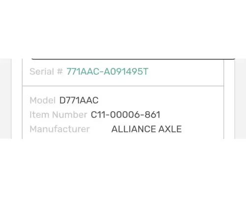 Axle Alliance Other Axle Assembly, Rear (Single or Rear)