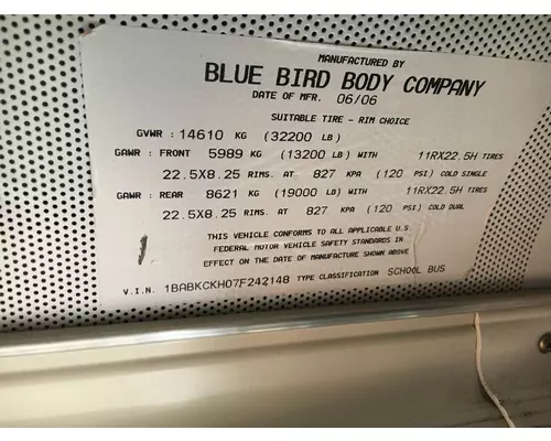 BLUE BIRD AAFE Bumper Assembly, Rear